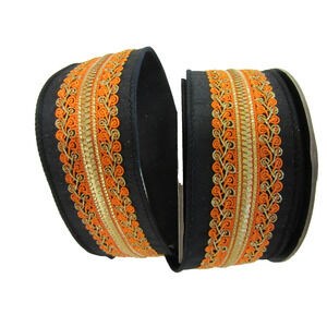 Black & Orange Lace Halloween Fall Wire Edge Ribbon 2 1/2" x 10 yds by d.stevens